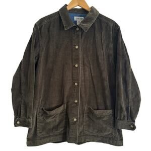 Vintage 90s Cabin Creek Corduroy Denim Chore Barn Shacket Olive size Large